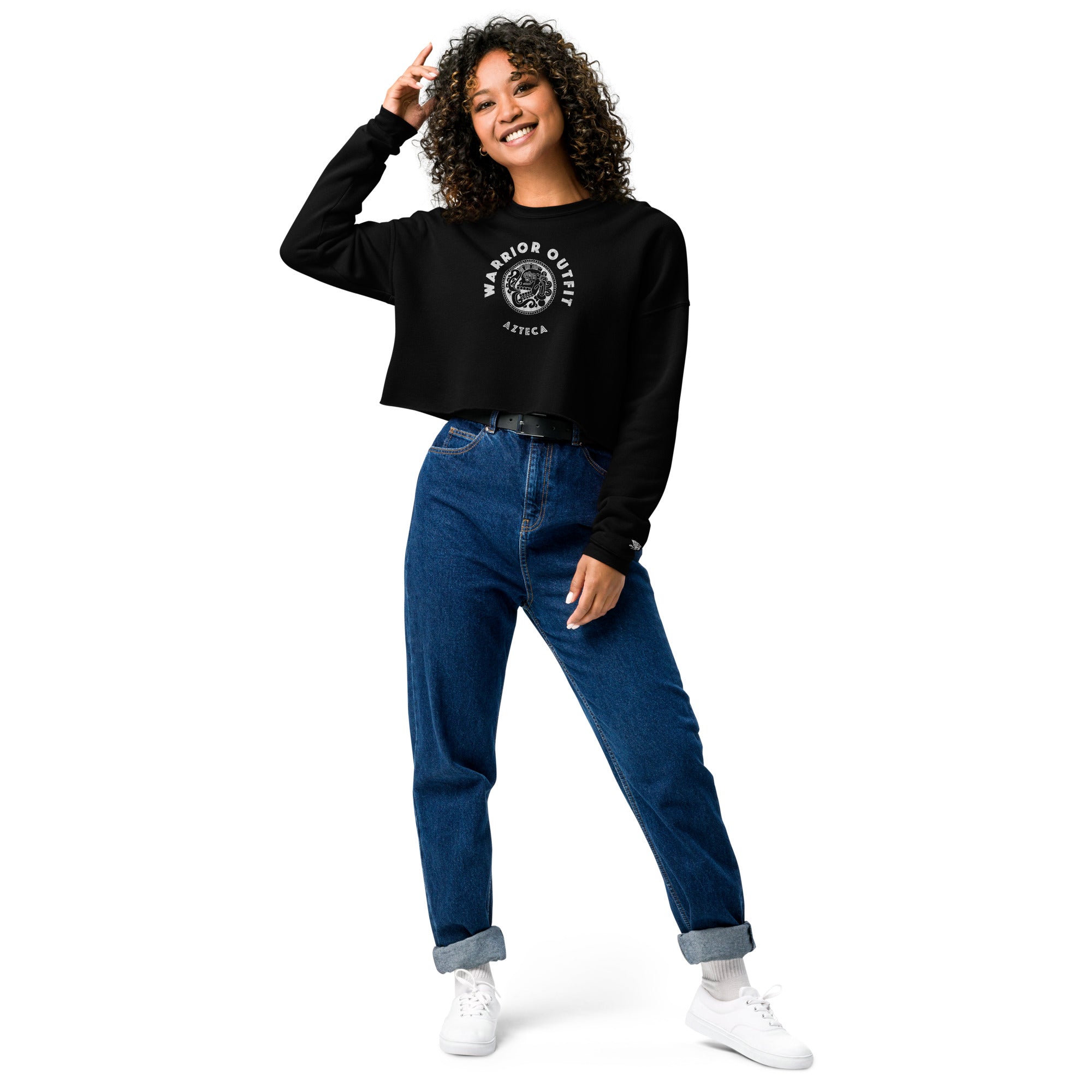 Azteca Ocelotl Jaguar Warrior Crop Sweatshirt